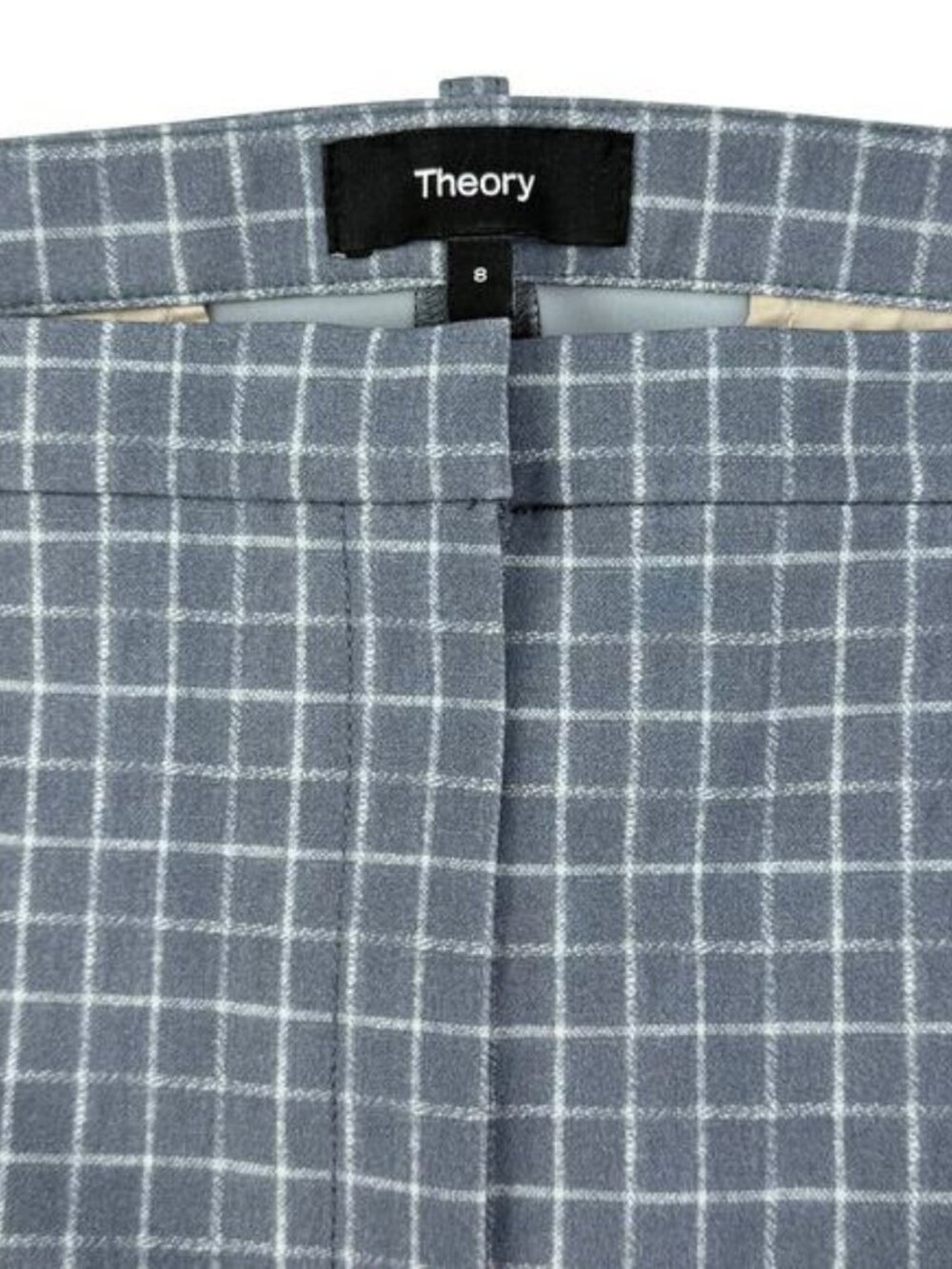 Theory Classic Slim Cropped Pants in Precision Grid Size 8 - Picture 3 of 5